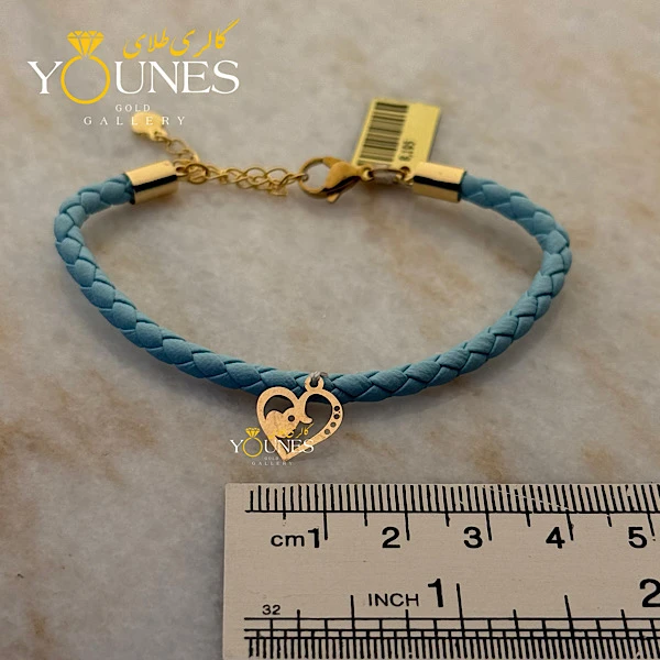 دستبند چرم قلب تو قلب طلا